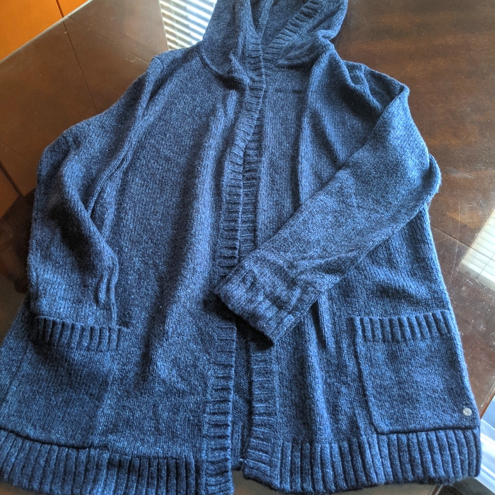 Eddie Bauer Slate Blue Hooded Cardigan